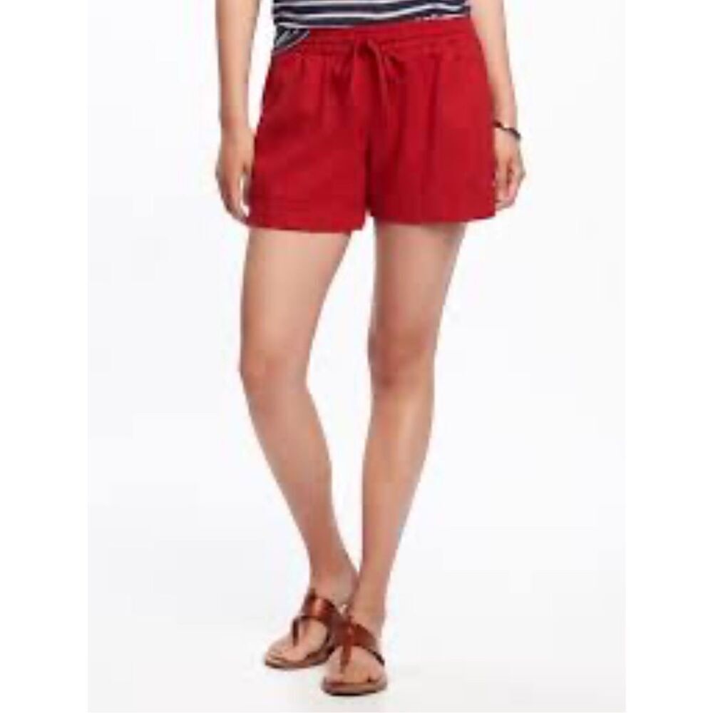 Old Navy Women’s Mid-Rise Cotton Shorts Size S Pockets Drawstring Elastic Waist